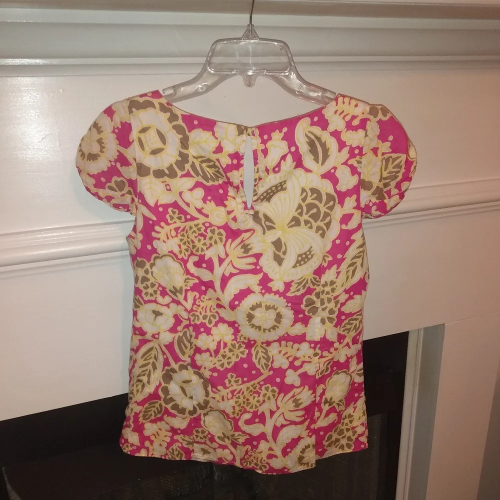 J.Crew brand cotton Cap Sleeve Pink Yellow Floral size 2